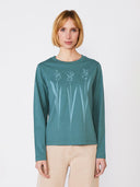 Groene longsleeve met opdruk paper grass green bay