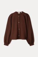 Bruine top met pofmouwen