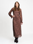 Bruine kanten maxi-jurk