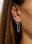 Single dual ring earring silver