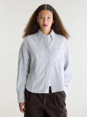 Lichtblauw gestreepte blouse jaxie