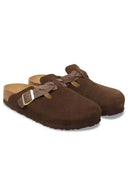 Donkerbruine boston braided suede