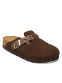 Donkerbruine boston braided suede