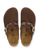 Donkerbruine boston braided suede