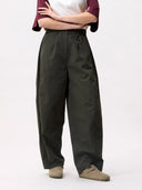 Donkergroene barrel fit broek