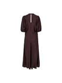 Donkerbruine midi-jurk heracc ss puff