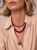 Fijne edelsteen ketting burnt orange