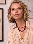 Fijne edelsteen ketting burnt orange