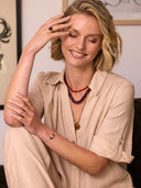 Fijne edelsteen ketting burnt orange