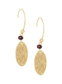 Gehamerde ovale oorbellen met gemstone / bordeaux