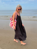 Donkerbruine maxi jurk corsica pleat