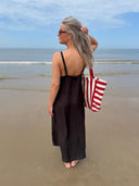 Donkerbruine maxi jurk corsica pleat