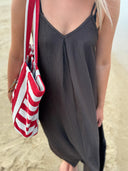 Donkerbruine maxi jurk corsica pleat