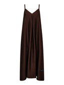 Donkerbruine maxi jurk corsica pleat