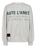 Lichtgrijze sweater met tekst