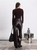 Bordeaux faux leren broek floyd