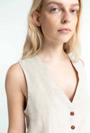 Beige linnen gilet lucia