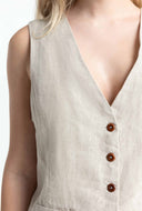 Beige linnen gilet lucia