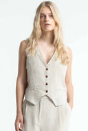 Beige linnen gilet lucia