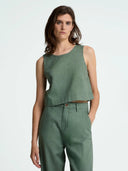 Groene linnen top belle