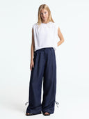 Blauwe wide leg broek hera