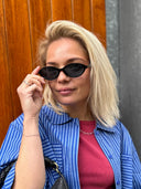 Zwarte bril met blauwe glazen doris