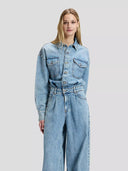 Lichtblauwe denim jumpsuit