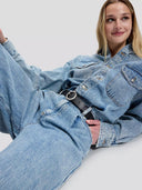 Lichtblauwe denim jumpsuit