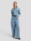 Lichtblauwe denim jumpsuit