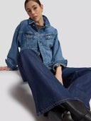 Donkerblauwe wide leg jeans stella
