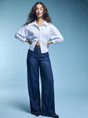 Donkerblauwe wide leg jeans stella
