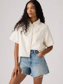 Creme denim blouse logan