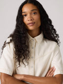 Creme denim blouse logan