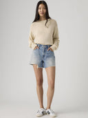 Lichtblauwe denim shorts ribcage