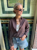 Lichtblauwe denim shorts ribcage