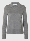 Grijze polo thea ls knit