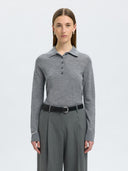 Grijze polo thea ls knit