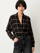 Bruine geruite blouse deliwool