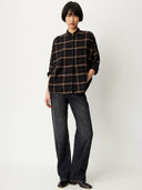 Bruine geruite blouse deliwool