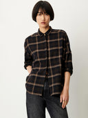 Bruine geruite blouse deliwool