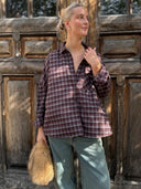 Geruite oversized blouse dina