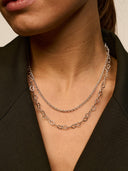 Zilveren ketting linked hearts