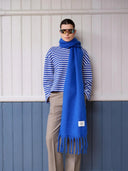 Blauw gestreepte polo simone
