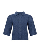 Blauw vest met halflange mouwen talia