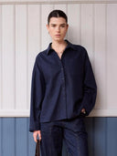Donkerblauwe blouse axelle