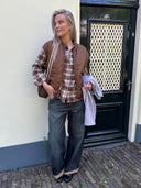 Bruine geruite blouse adrienne