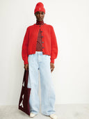 Rood gebreid vest selmaa