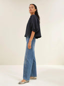 Blauwe jeans begum mid denim pants