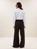 Bruine pantalon met krijtstreep pelle
