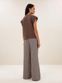 Donkerbruine mouwloze top mason pleats